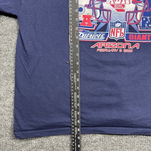 NFL Super Bowl XLII Delta Mens XL Navy Blue Patriots Giants Arizona 2008 Tee - Picture 5 of 6